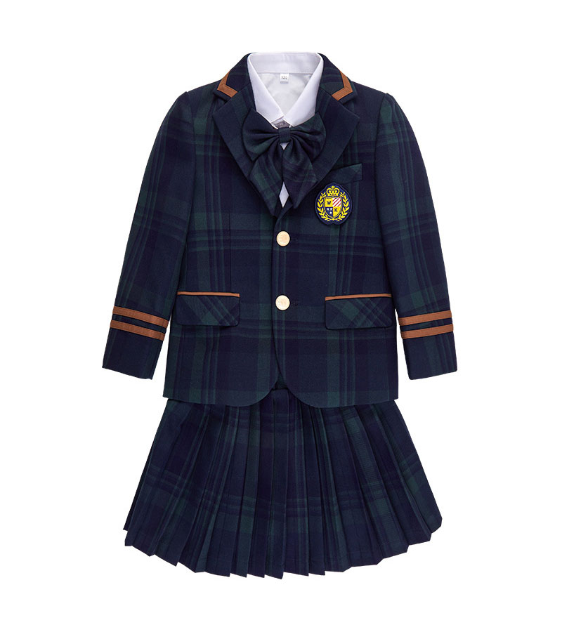 英倫風(fēng)中小學(xué)校服套裝定做款式圖片